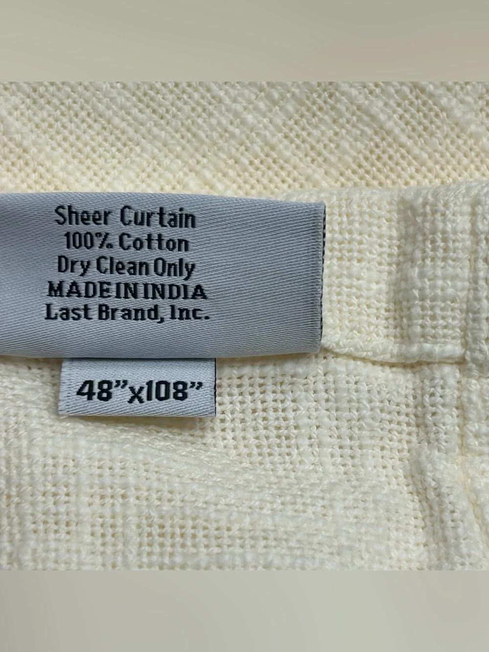 QUINCE Set Of 2 *48x95* Cotton Sheer Curtains Ivory 8957